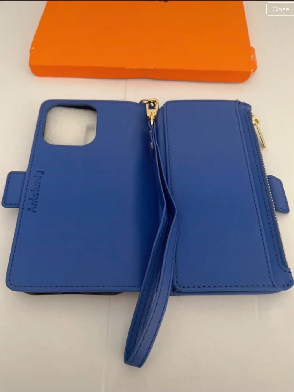 Blue Leather Wallet Phone Case with Card Slots I phone 16 pro